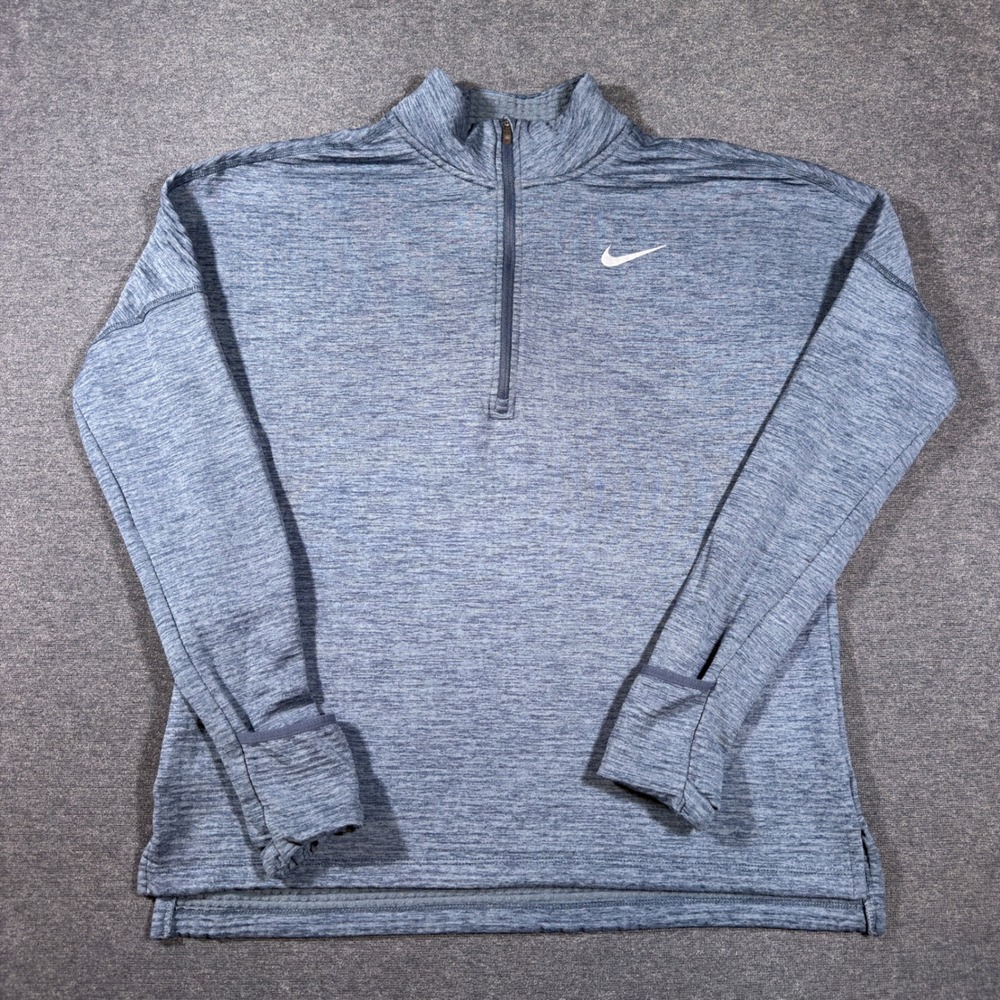Nike Thermafit Element Women M Blue Dri-FIT 1/4 Zip Running Pullover Thermal